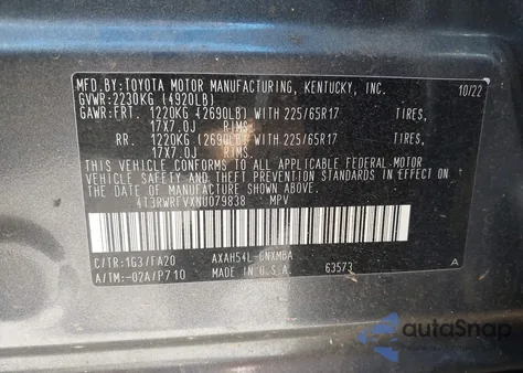 2022 Toyota Rav4 Hybrid Xle from USA, damaged, VIN 4T3RWRFVXNU079838
